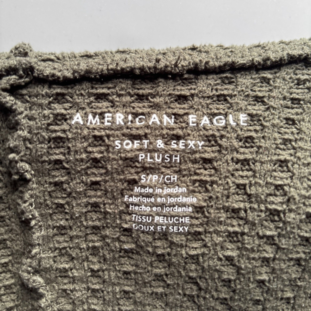 American Eagle Soft & Sexy Plush Green Waffle Hoodie - Size S